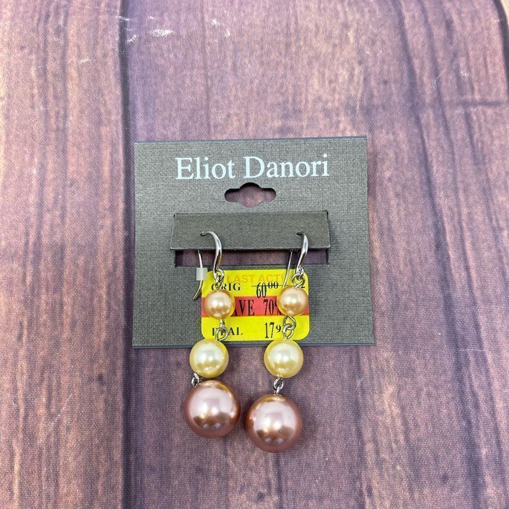 ELIOT DANORI SILVER DANGLE AND MULTI COLOR PEARLS EARRINGS NZ74